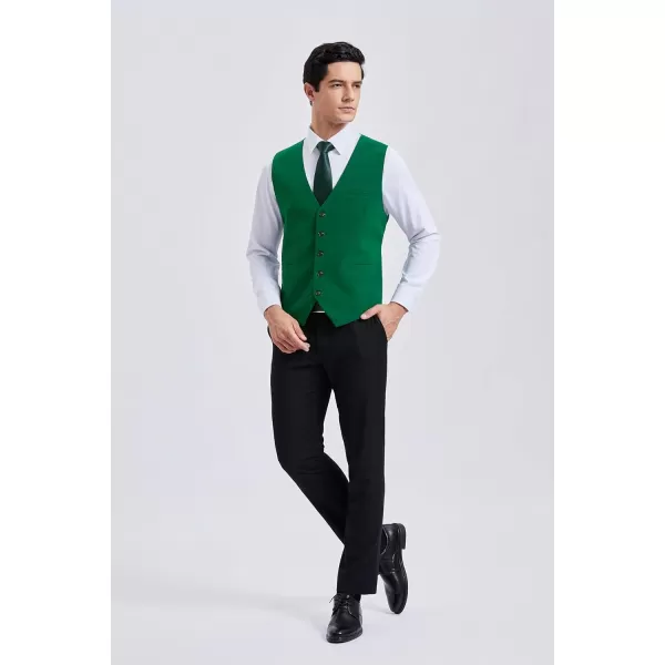 HISDERN Men's Suit Vest Business Formal Dress Waistcoat Vest with 3 Pockets for Suit or Tuxedo