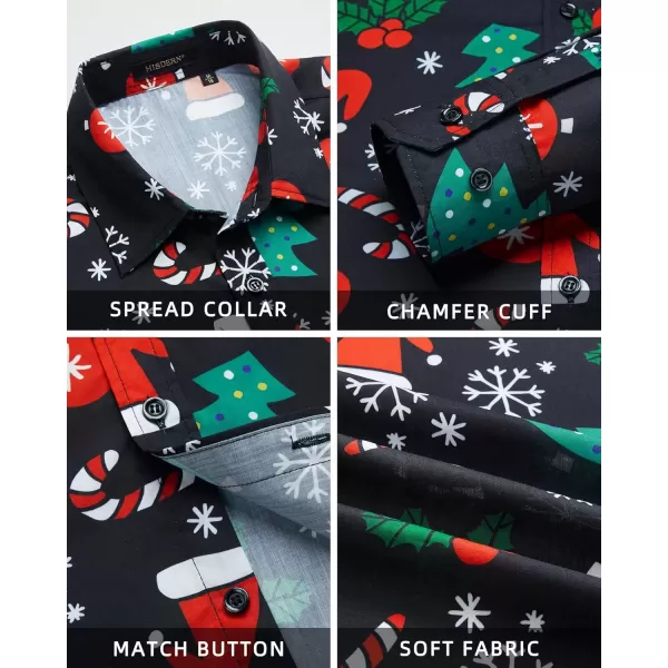 imageHISDERN Christmas Shirts for Mens Dress Shirts Long Sleeve Button Down Shirt Holiday Funny Xmas Shirts Santa Cluas PartyBlack1