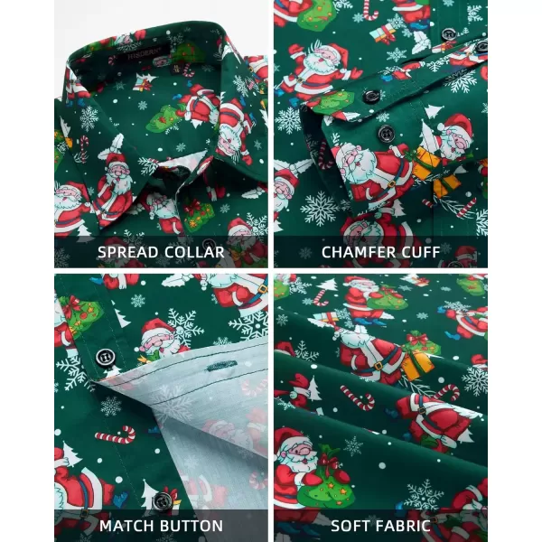 imageHISDERN Christmas Shirts for Mens Dress Shirts Long Sleeve Button Down Shirt Holiday Funny Xmas Shirts Santa Cluas PartyGreen