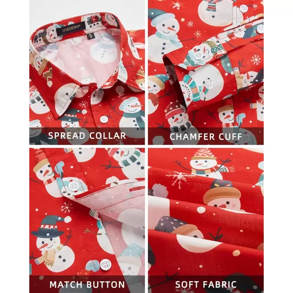 imageHISDERN Christmas Shirts for Mens Dress Shirts Long Sleeve Button Down Shirt Holiday Funny Xmas Shirts Santa Cluas PartyRed1