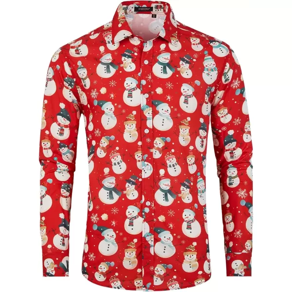 imageHISDERN Christmas Shirts for Mens Dress Shirts Long Sleeve Button Down Shirt Holiday Funny Xmas Shirts Santa Cluas PartyRed1