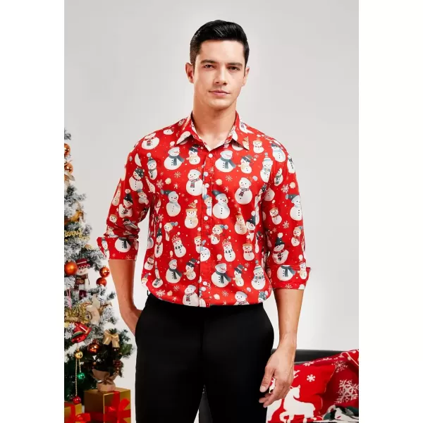 imageHISDERN Christmas Shirts for Mens Dress Shirts Long Sleeve Button Down Shirt Holiday Funny Xmas Shirts Santa Cluas PartyRed1