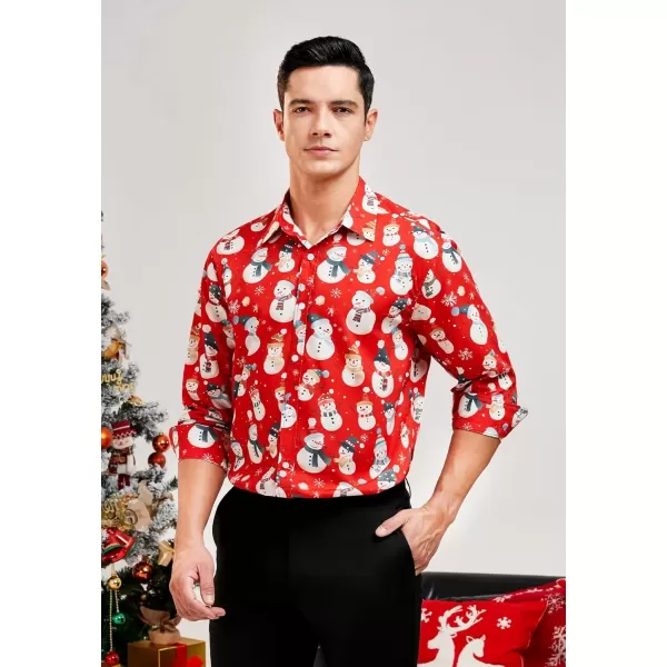 imageHISDERN Christmas Shirts for Mens Dress Shirts Long Sleeve Button Down Shirt Holiday Funny Xmas Shirts Santa Cluas PartyRed1