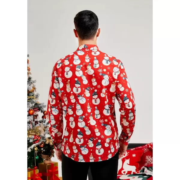 imageHISDERN Christmas Shirts for Mens Dress Shirts Long Sleeve Button Down Shirt Holiday Funny Xmas Shirts Santa Cluas PartyRed1