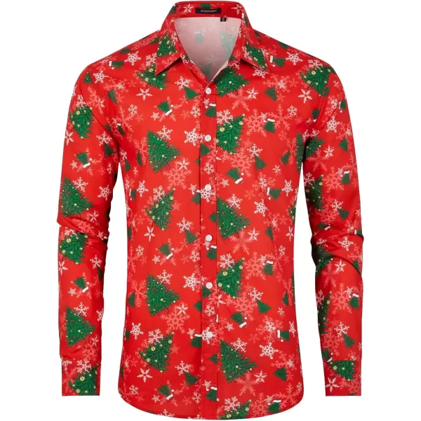 imageHISDERN Christmas Shirts for Mens Dress Shirts Long Sleeve Button Down Shirt Holiday Funny Xmas Shirts Santa Cluas PartyRed2