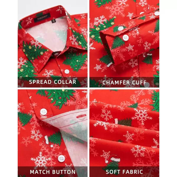 imageHISDERN Christmas Shirts for Mens Dress Shirts Long Sleeve Button Down Shirt Holiday Funny Xmas Shirts Santa Cluas PartyRed2