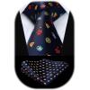 imageChristmas Ties for Men Festival Necktie Funny Vacation Xmas Tie Handkerchief Pocket Square Set for Holiday Party11navy Blue  Red  Yellow
