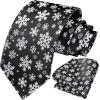 imageChristmas Ties for Men Festival Necktie Funny Vacation Xmas Tie Handkerchief Pocket Square Set for Holiday PartyBlack Snowflake