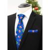 imageChristmas Ties for Men Festival Necktie Funny Vacation Xmas Tie Handkerchief Pocket Square Set for Holiday PartyBlue Santa Snowman Tree