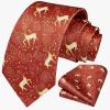 imageChristmas Ties for Men Festival Necktie Funny Vacation Xmas Tie Handkerchief Pocket Square Set for Holiday PartyBurgundy Reindeer