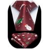 imageChristmas Ties for Men Festival Necktie Funny Vacation Xmas Tie Handkerchief Pocket Square Set for Holiday PartyBurgundy Snowman