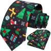imageChristmas Ties for Men Festival Necktie Funny Vacation Xmas Tie Handkerchief Pocket Square Set for Holiday PartyDark Green
