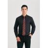 imageHISDERN Mens Dress Shirt Long Sleeve Matching Tie and Pocket Square Set Classic Button Down Formal Business ShirtsAblackStripe