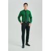 imageHISDERN Mens Dress Shirt Long Sleeve Matching Tie and Pocket Square Set Classic Button Down Formal Business ShirtsDgreenPlaid
