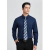 imageHISDERN Mens Dress Shirt Long Sleeve Matching Tie and Pocket Square Set Classic Button Down Formal Business ShirtsE02dress Shirt Navy Blue  Blue Tie