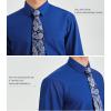 imageHISDERN Mens Dress Shirt Long Sleeve Matching Tie and Pocket Square Set Classic Button Down Formal Business ShirtsEblue RoyalPaisley