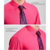 imageHISDERN Mens Dress Shirt Long Sleeve Matching Tie and Pocket Square Set Classic Button Down Formal Business ShirtsFhot PinkFloral
