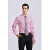 imageHISDERN Mens Dress Shirt Long Sleeve Matching Tie and Pocket Square Set Classic Button Down Formal Business ShirtsFpinkPaisley