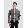 imageHISDERN Mens Dress Shirt Long Sleeve Matching Tie and Pocket Square Set Classic Button Down Formal Business ShirtsGgreyPlaid