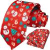 imageChristmas Ties for Men Festival Necktie Funny Vacation Xmas Tie Handkerchief Pocket Square Set for Holiday PartyRed Snowman Tree