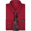 imageHISDERN Mens Dress Shirt Long Sleeve Matching Tie and Pocket Square Set Classic Button Down Formal Business ShirtsFburgundyFloral