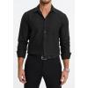 imageHISDERN Mens Dress Shirts Long Sleeve Button Down Shirts for Men Oxford Business Casual Formal Collared Shirt with PocketBlack