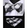 imageBow Ties for Men Check Plaid Self Tie Bow Tie and Pocket Square Bowtie Formal Tuxedo Wedding Bowties Handkerchief Set01black  White
