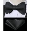 imageBow Ties for Men Check Plaid Self Tie Bow Tie and Pocket Square Bowtie Formal Tuxedo Wedding Bowties Handkerchief Set01black