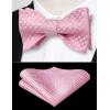 imageBow Ties for Men Check Plaid Self Tie Bow Tie and Pocket Square Bowtie Formal Tuxedo Wedding Bowties Handkerchief SetA01 Light Pink
