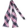 imageBow Ties for Men Check Plaid Self Tie Bow Tie and Pocket Square Bowtie Formal Tuxedo Wedding Bowties Handkerchief SetA05 Pink  Grey
