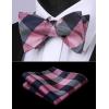 imageBow Ties for Men Check Plaid Self Tie Bow Tie and Pocket Square Bowtie Formal Tuxedo Wedding Bowties Handkerchief SetA05 Pink  Grey