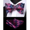 imageBow Ties for Men Check Plaid Self Tie Bow Tie and Pocket Square Bowtie Formal Tuxedo Wedding Bowties Handkerchief SetA06 Pink  Navy