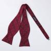 imageBow Ties for Men Check Plaid Self Tie Bow Tie and Pocket Square Bowtie Formal Tuxedo Wedding Bowties Handkerchief SetB01 Dark Red