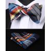 imageBow Ties for Men Check Plaid Self Tie Bow Tie and Pocket Square Bowtie Formal Tuxedo Wedding Bowties Handkerchief SetC01 Blue  Orange