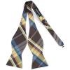 imageBow Ties for Men Check Plaid Self Tie Bow Tie and Pocket Square Bowtie Formal Tuxedo Wedding Bowties Handkerchief SetC06 Yellow  Brown
