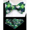 imageBow Ties for Men Check Plaid Self Tie Bow Tie and Pocket Square Bowtie Formal Tuxedo Wedding Bowties Handkerchief SetD02 Green 3