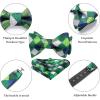 imageBow Ties for Men Check Plaid Self Tie Bow Tie and Pocket Square Bowtie Formal Tuxedo Wedding Bowties Handkerchief SetD02 Green 3