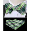 imageBow Ties for Men Check Plaid Self Tie Bow Tie and Pocket Square Bowtie Formal Tuxedo Wedding Bowties Handkerchief SetD04 GreenGrey