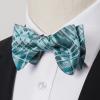 imageBow Ties for Men Check Plaid Self Tie Bow Tie and Pocket Square Bowtie Formal Tuxedo Wedding Bowties Handkerchief SetD05dark Green