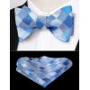 imageBow Ties for Men Check Plaid Self Tie Bow Tie and Pocket Square Bowtie Formal Tuxedo Wedding Bowties Handkerchief SetE01 Blue Grey