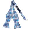 imageBow Ties for Men Check Plaid Self Tie Bow Tie and Pocket Square Bowtie Formal Tuxedo Wedding Bowties Handkerchief SetE01 Blue Grey