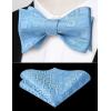 imageBow Ties for Men Check Plaid Self Tie Bow Tie and Pocket Square Bowtie Formal Tuxedo Wedding Bowties Handkerchief SetE01 Light Blue  White