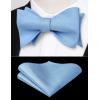 imageBow Ties for Men Check Plaid Self Tie Bow Tie and Pocket Square Bowtie Formal Tuxedo Wedding Bowties Handkerchief SetE01 Light Blue