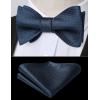 imageBow Ties for Men Check Plaid Self Tie Bow Tie and Pocket Square Bowtie Formal Tuxedo Wedding Bowties Handkerchief SetE07 Navy Blue 3