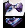 imageBow Ties for Men Check Plaid Self Tie Bow Tie and Pocket Square Bowtie Formal Tuxedo Wedding Bowties Handkerchief SetF05 Purple  Blue