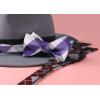imageBow Ties for Men Check Plaid Self Tie Bow Tie and Pocket Square Bowtie Formal Tuxedo Wedding Bowties Handkerchief SetF07 Purple  White