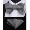 imageBow Ties for Men Check Plaid Self Tie Bow Tie and Pocket Square Bowtie Formal Tuxedo Wedding Bowties Handkerchief SetG03 Light Grey