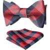 imageBow Ties for Men Check Plaid Self Tie Bow Tie and Pocket Square Bowtie Formal Tuxedo Wedding Bowties Handkerchief SetB06 Red Grey 2