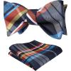 imageBow Ties for Men Check Plaid Self Tie Bow Tie and Pocket Square Bowtie Formal Tuxedo Wedding Bowties Handkerchief SetC01 Blue  Orange