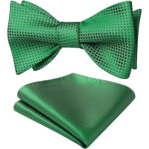 imageBow Ties for Men Check Plaid Self Tie Bow Tie and Pocket Square Bowtie Formal Tuxedo Wedding Bowties Handkerchief SetD02 Green2